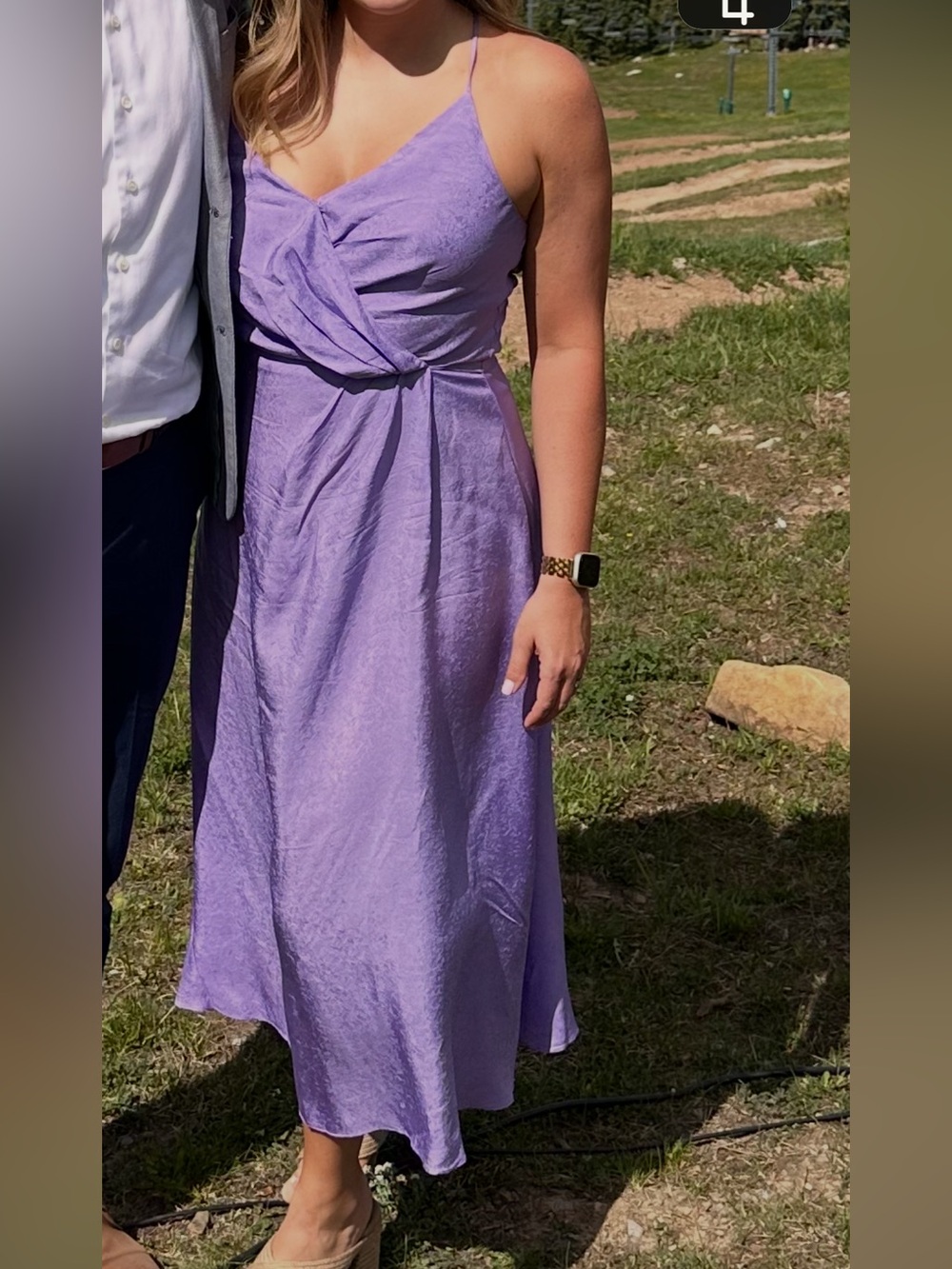 FRNCH Paris Lavender Wrap-Front Spaghetti-Strap Maxi Dress